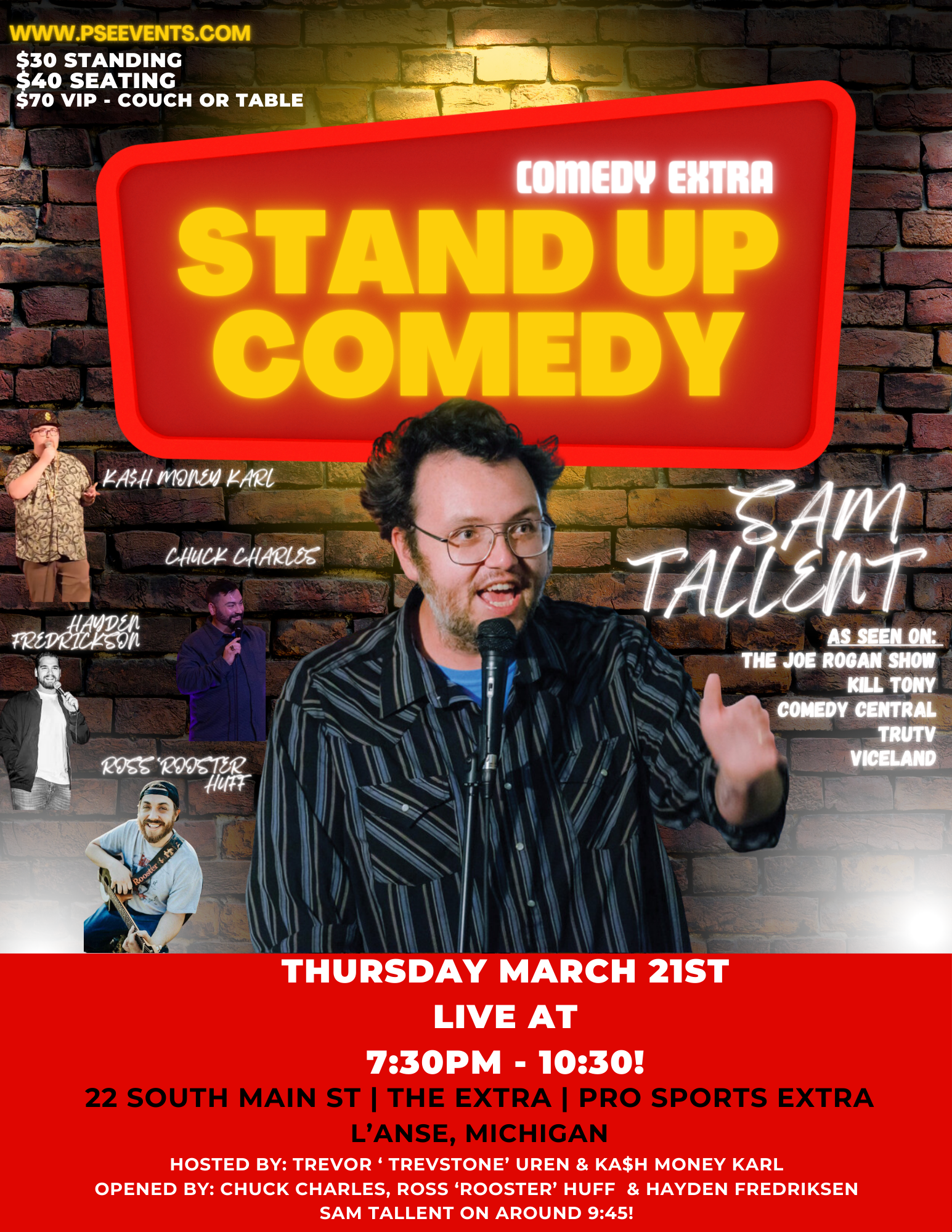 What To Know About Comedian Sam Tallent Coming To L’Anse, Michigan On March 21st
